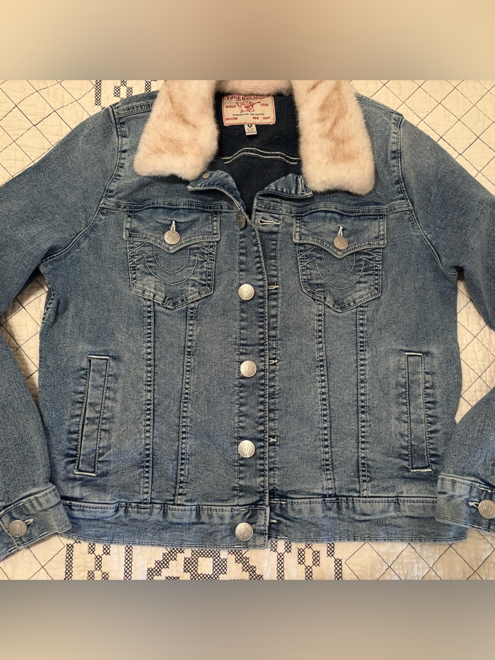 True Religion denim jacket Sherpa collar L/XL